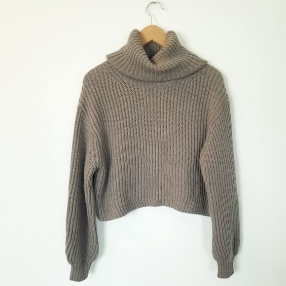 Babaton Aritzia Women's Guell Turtleneck Crop Chunky Knit Wool Sweater Like New - Picture 4 of 16